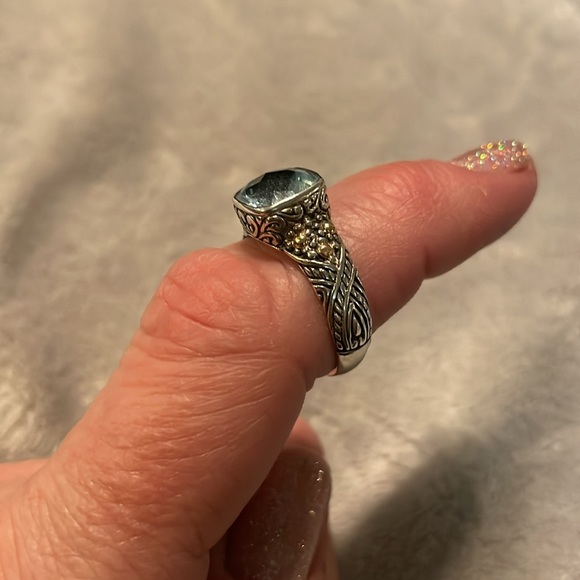 Samuel B. Sterling and blue topaz ring - Picture 2 of 4